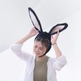 BESTOYARD Rabbit Ear hat Plush Animal Headband Headwear Party Photo Booth Props for Women Girls Black