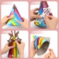 Beupy 14 Pack Christmas Hat Crafts Kit for Kids Party Hats Cute Paper Santa Claus Activity Kit with Stickers Fun Arts & Crafts Christmas Theme Party Favor Game Supplies DIY Party Hats
