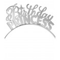 Birthday Princess Party Decorations Silver Birthday Headband Tiara Party Hat Hair Accessory & Gift HdBdBday PrncsSlv