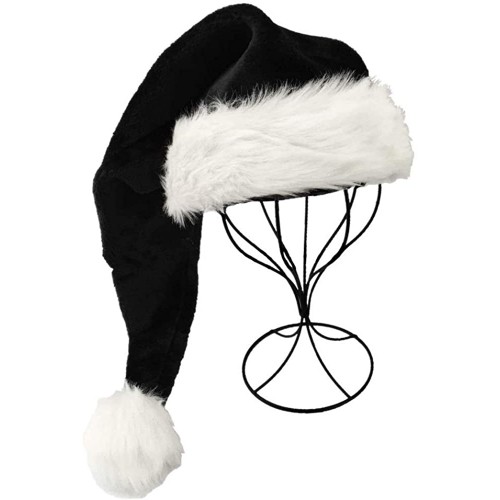 Black Santa Hat for Adults Black & White Deluxe Adults Santa Hat for Black Christmas Theme New Year Festive Holiday Party Supplies