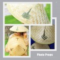 Cabilock 2Pcs Straw Hat Conical Hat Asian Hat Chinese Rice Farmer Hat Funny Party Hats Beach Sun Straw Hat Hawaii Straw Hat Photo Props for Kid Men Women