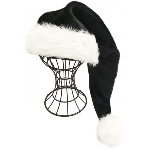 Christmas Black Santa Hat,Adults Deluxe Black and White Xmas Christmas Hat for Black Christmas Theme New Year Festive Holiday Party Supplies