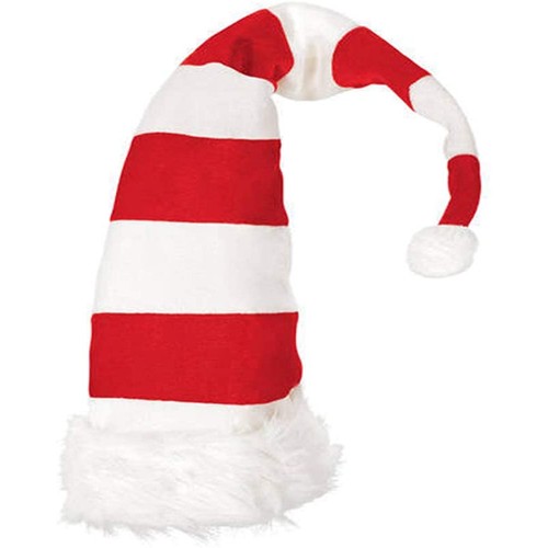 Christmas Elf Hat Santa Candy Party Hats Women Long Hats Headpiece Xmas Elves Classic Party Decoration Cosplay Costume Halloween Cute Handmade Holiday Hair Accessories Red and White Striped 1 Pack