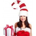 Christmas Elf Hat Women Xmas Long Party Hats Classic Funny Santa Candy Elves Headpiece Cute Holiday New Year Party Decoration Cosplay Costume Red White Striped Handmade Hair Accessories 1 Pack