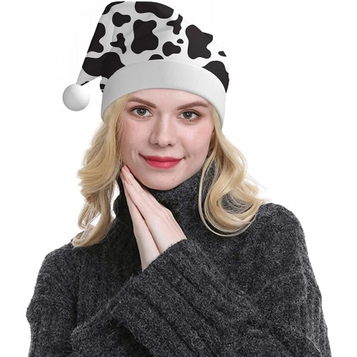 Christmas Hat for Adults Santa Hat,Cow Print Christmas New Year Festive Holiday Party Supplies Party Hats