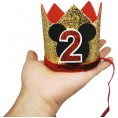 CHuangQi Birthday Party Hats for Boys & Girls 1st 2nd 3rd Birthday Mickey Theme Birthday Party Crown 2nd Gold