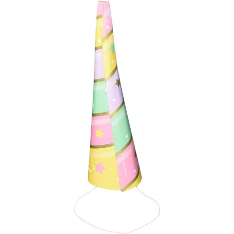 Creative Converting Party Supplies Sparkle Unicorn Horn Hat Party Costumes 7" Multicolor 8ct