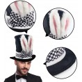 DOMESTAR Easter Hat Bunny Ear Top Hat White Rabbit Topper Plush Hat for Easter Party Costumes