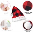 DOUB 2 Pieces Naughty & Nice Christmas Hats Set Red Plaid Santa Hat for Adults Unisex Santa Hat for Party Supplies Red and Black