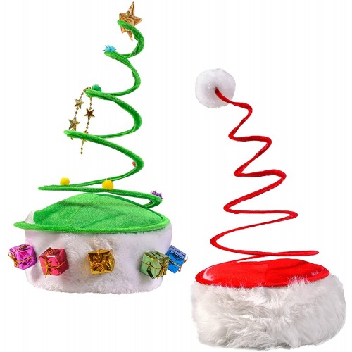 Funny Party Hats Weihnachtsmütze – Elfenmütze – Weihnachtsbaummütze – Geweih Stirnband – 2 Stück