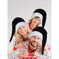 Geyoga 2 Pieces Christmas Hat Black and White Adults Santa Hat Xmas Holiday Hat for Black Christmas Theme New Year Festive Holiday Party Supplies