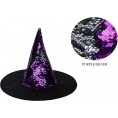 Hooin Reversible Sequin Witch Hat. Reversible Sequin Costume Party Hat. Purple & Silver