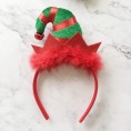 Hosfairy Christmas Elf Headbands Hats Holiday Party Elf Headband Santa Headwear with Bells for Christmas Costumes Accessory Party Decoration,Red Green