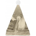 InterestPrint White Pelican Catches Fish Santa Claus Hat Christmas Party Supplies Hat for Adults
