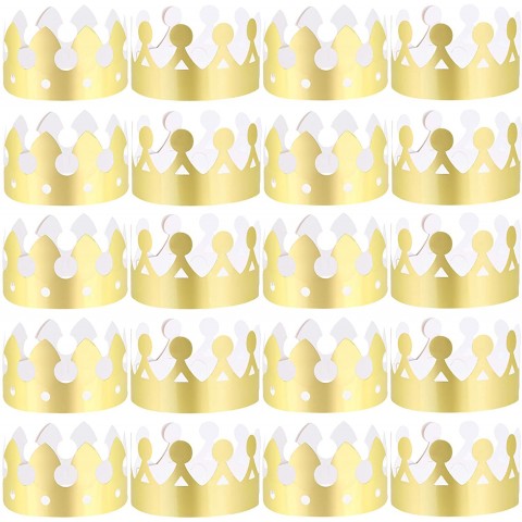 LOCOLO 30 Pieces Gold Paper Party Crowns 2 Style Paper Crown for Birthday Party Baby Shower Photo Props
