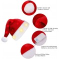 MCEAST 2 Pieces Light up Santa Hat Plush Christmas LED Light-up Hat for Christmas Costume Props Holiday Party Supplies 19 x 13 Inch