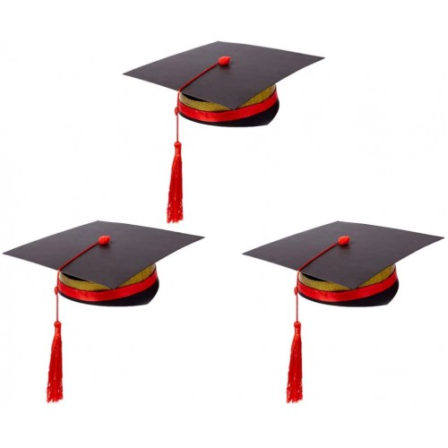 NUOBESTY DIY Graduation Hat Paper Graduation Caps Decorations Grad Ceremony Party Favors Desktop Graduation Hats Diy Craft Party Supplies for Kids Student 3 Sets