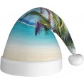 Parrots on Palm Tree at Tropical Beach Christmas Hat Santa Hat Xmas Holiday Hat for Unisex New Year Festive Party