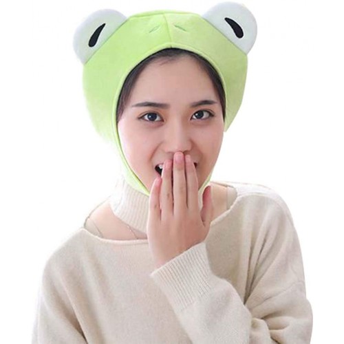 PRETYZOOM Cute Frog Cap Green Plush Frog Shaped Hat Headgear Novelty Party Dress up Cosplay Costume 28x25x1.5cm
