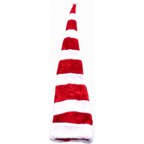 Santa Hat for Adults Novelty Christmas Red and White Long Striped Party Elf Hat Christmas Dress Up Accessory