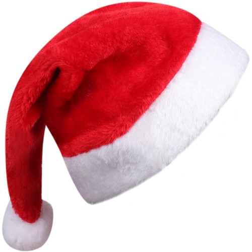 Santa Hat,Abibika Christmas Hat,Unisex Velvet Fabric Xmas Hat with Comfort Lining&Plush Brim Xmas Santa Holiday Hat for Adults for Christmas New Year Festive Holiday Party Supplies