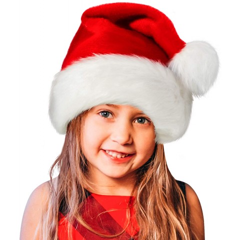 Santa Hat,Xmas Holiday Hat for Kids,Unisex Velvet Comfort Christmas Hats Extra Thicken Classic Fur for Christmas New Year Festive Holiday Party Supplies Children