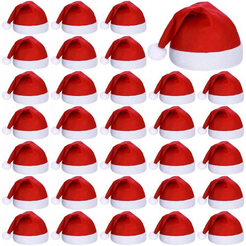 SATINIOR 32 Pieces Christmas Hat Xmas Non-Woven Fabric Santa Claus Hat Christmas Holiday Party Hats for Christmas Decorations Multicoloured