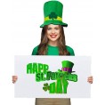 St. Patrick's Day Top Hat Green Party Hats Women Clover Shamrock Cap Headpiece Cute Velvet Party Decoration Supplies Favors Cosplay Costume Handmade Irish Day Holiday Parade Hair Accessories 1 Pack