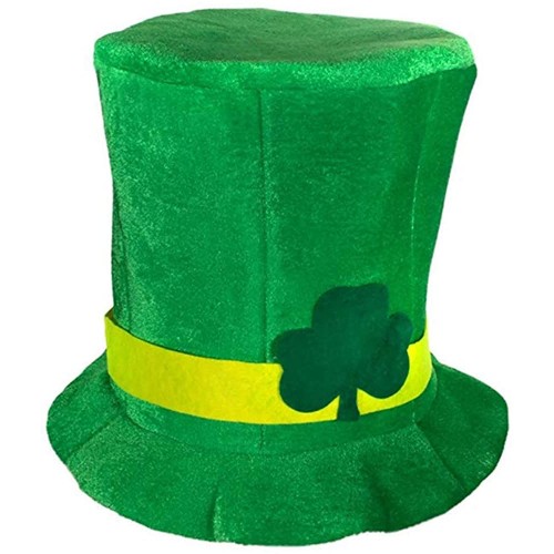 St. Patrick's Day Top Hat Green Party Hats Women Clover Shamrock Cap Headpiece Cute Velvet Party Decoration Supplies Favors Cosplay Costume Handmade Irish Day Holiday Parade Hair Accessories 1 Pack