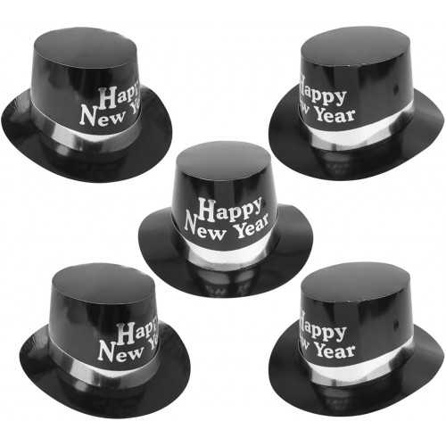 STOBOK 5pcs 2020 Happy New Year Party Top Hats New Years Eve Party Favors Party Photobooth Props White Letter
