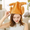 STOBOK Roasted Turkey Hats Electric Singing Dancing Party Hats Plush Costume Dress Up Thanksgiving Christmas Orange