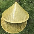 SXRC Handmade Weave Bamboo Rattan Straw Hat,16.5'' Rice Farmer Bamboo Fishing Sunshade Hat,Funny Party Hats Dance Props Classic Retro Hat Chinese Coolie Hat,Bamboo Hat,Asian Hat,Brown