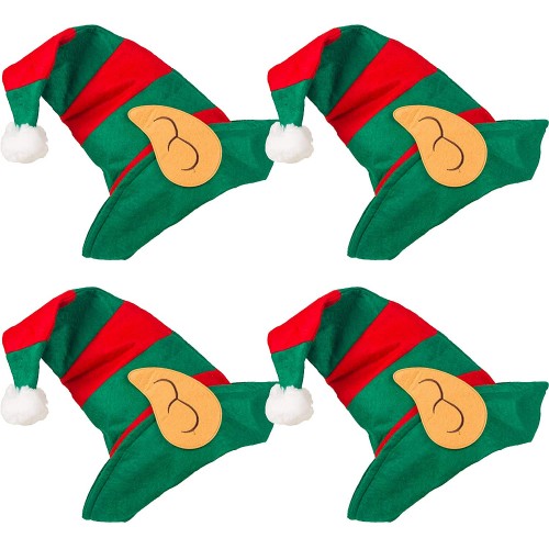 Trounistro 4 Pack Christmas Elf Hats Red And Green Clown Hats Santa Elf Costume For Christmas Party Decorations