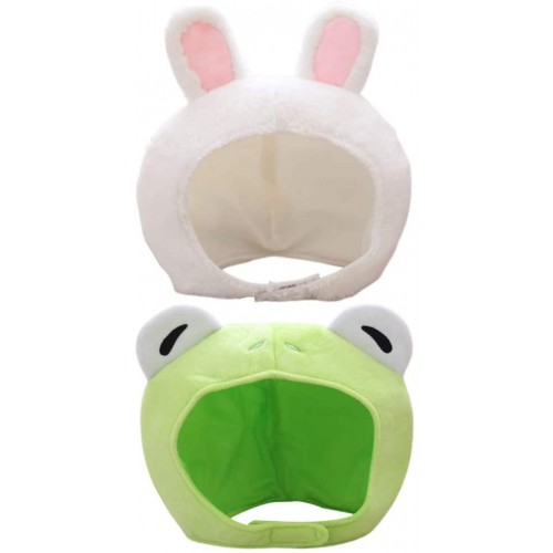 VALICLUD Animal Hat Funny Party Hat Bunny Hat Plush Frog Hat Cute Novelty Costume Hats for Adults 2Pcs