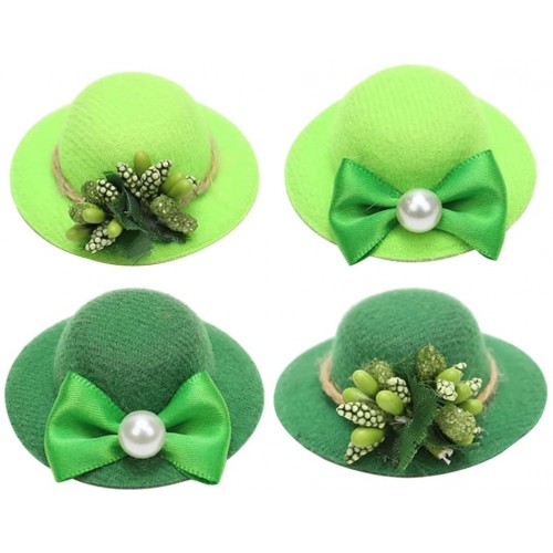 VICASKY 4pcs St. Patricks Day Wine Bottle Cover Mini Party Hats Hair Pin Leprechaun Hats St. Patricks Day Costume Green Mini Shamrock Hats for Kids St. Paddys Day Dolls