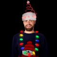 Windy City Novelties Holiday Christmas Santa Hat + LED Christmas Bulb Necklace Ugly Sweater Party Kit LED Spring Hat + Necklace