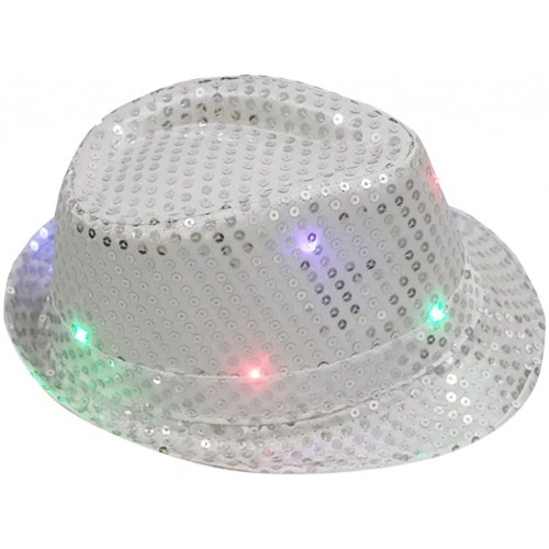 Women's Fashion Hat Flashing Light Up Led Colorful Sequin Unisex Fancy Dress Dance Party Hat Foldable Brim Hat