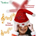 YardGrow Singing Shaking Santa Hat Xmas Holiday Hat for Adults Kids Unisex Plush Red Velvet Holiday Party Hats Costume Accessories