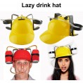 Yirepny Novelty Drinking Helmet，Adjustable Can Holder Hat Drinker Favor Hat Straw for Beer Soda Party Fun Beverage Gadgets White