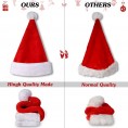 YoWin Santa Hat for Adults [Premium Handmade] High-End Christmas Party Holiday Hats Velvet Classic Fur Santa Hat with Double Liner Plush Red