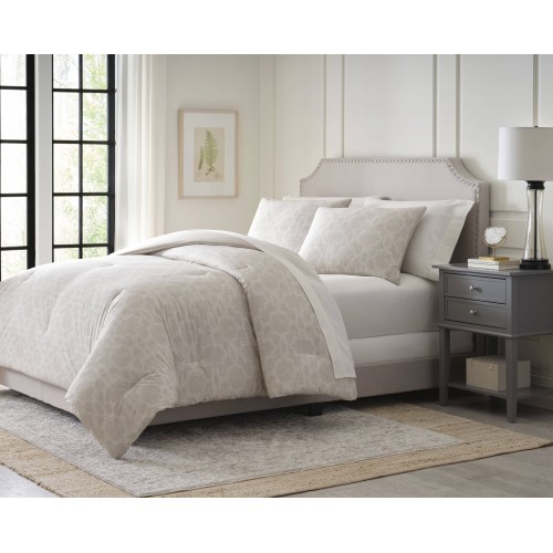 Comforters & Bedspreads| allen + roth Brighton Full/Queen 3 pc comforter set Taupe Abstract Full/Queen Comforter (Cotton with Polyester Fill) - WD05119