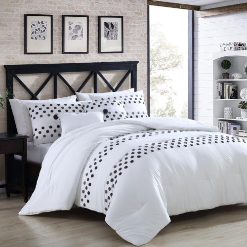 Comforters & Bedspreads| Amrapur Overseas Mia White Abstract Reversible King Comforter (Microfiber with Polyester Fill) - SQ02636