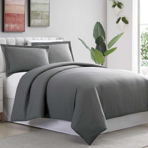 Comforters & Bedspreads| Amrapur Overseas Ultra Plush Solid Duvet Charcoal Abstract Reversible Queen Duvet (Blend with Polyester Fill) - VW23617