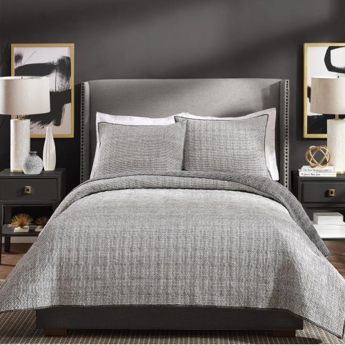 Comforters & Bedspreads| Ayesha Curry Graphite Gray Reversible King Quilt (Cotton with Cotton Fill) - YQ19081