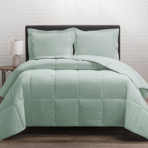 Comforters & Bedspreads| Cozy Essentials Seafoam Solid Twin Comforter (Microfiber with Down Alternative Fill) - TU65723