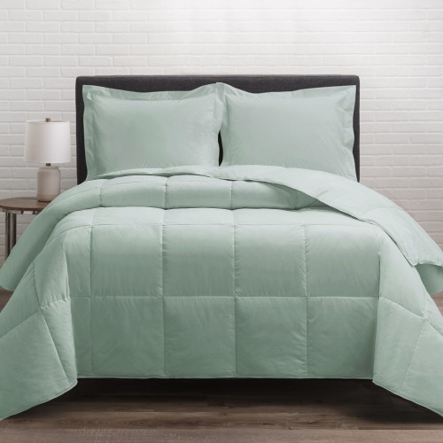 Comforters & Bedspreads| Cozy Essentials Seafoaom Solid Full/Queen Comforter (Microfiber with Down Alternative Fill) - IX89390
