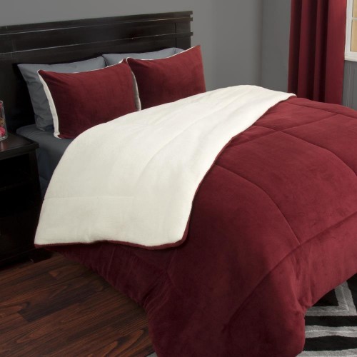 Comforters & Bedspreads| Hastings Home Hastings Home Comforters Burgundy Solid King Comforter (Polyester with Polyester Fill) - XQ66882