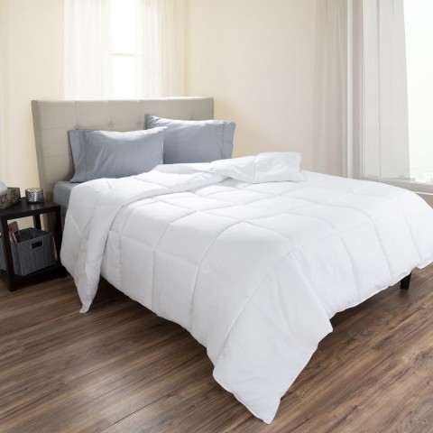 Comforters & Bedspreads| Hastings Home White Solid Twin Comforter (Microfiber with Down Alternative Fill) - RF54902