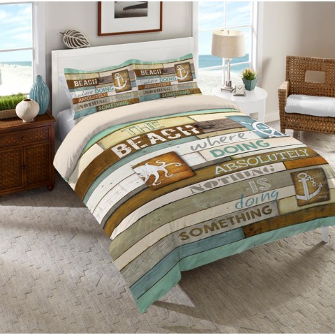 Comforters & Bedspreads| Laural Home Beach Mantra Multi-colored Multi King Comforter (Cotton with Polyester Fill) - RV41460