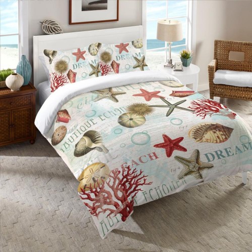Comforters & Bedspreads| Laural Home Dream Beach Shells Multi-colored Multi King Comforter (Cotton with Polyester Fill) - GL45333